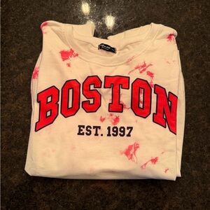 SHEIN Cream and Red Boston Crew Neck Sweater